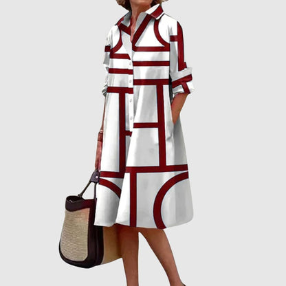 Zoé - Robe chemise avec motif géométrique