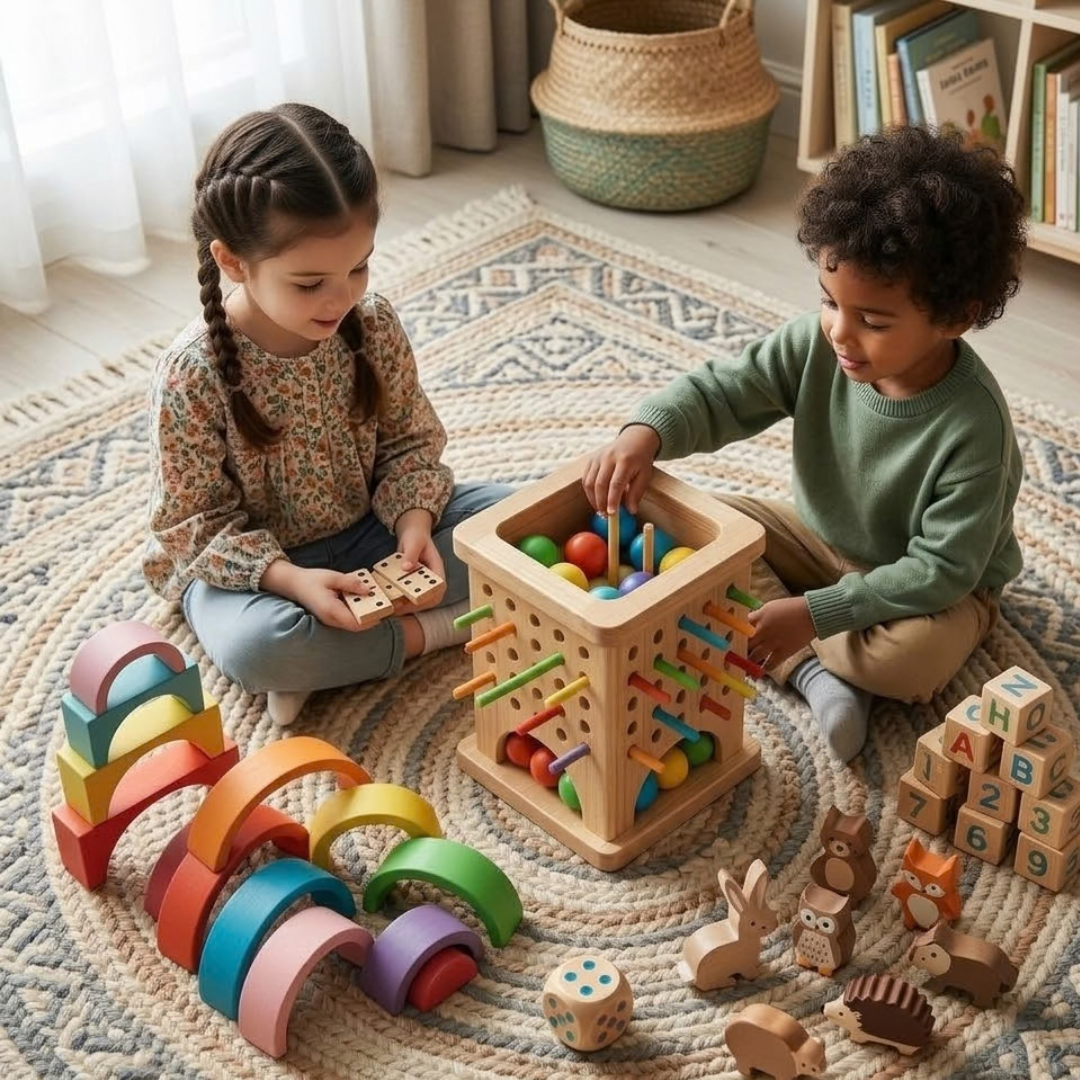 Holz Stapelturm Kinder | Motorik Steckspiel Holz