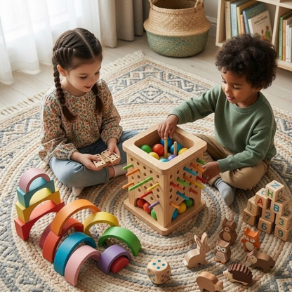 Holz Stapelturm Kinder | Motorik Steckspiel Holz