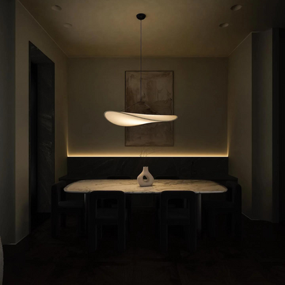 Japandi Deckenleuchte Seide, Rundes Design, Höhenverstellbar