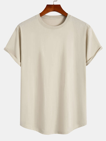 Basic Cotton Arc Hem T-Shirt