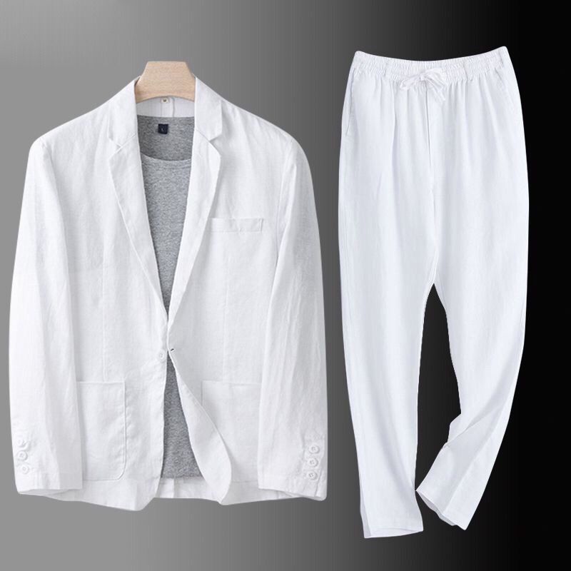 Costume décontracté en lin pour hommes