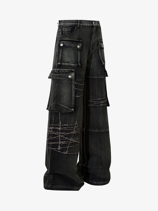 Embroidered Hip-Hop Street Style Jeans