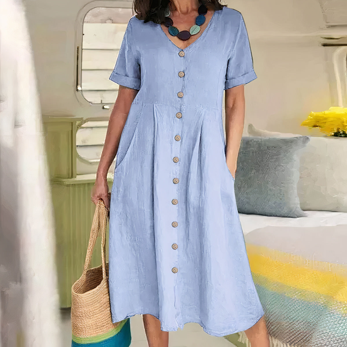 Lässiges Baumwoll-Leinen Sommerkleid – Noor