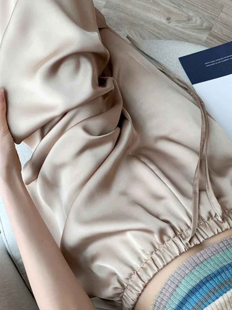 Silksommar® Collection - High-Waist & Loose-Fit Ultra Comfy Ice Silk Satin Trousers