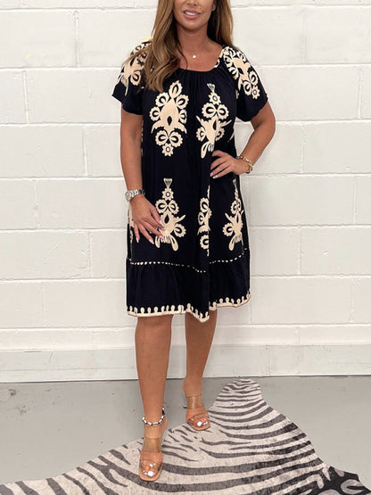 Ranee - Kleid Mit Geometrischem Muster Und Quadratischem Ausschnitt