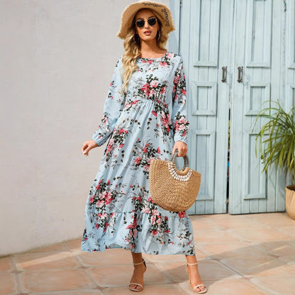 Robe Fleurie Polyvalente en Mousseline pour Femme – Style Élégant à Col Rond