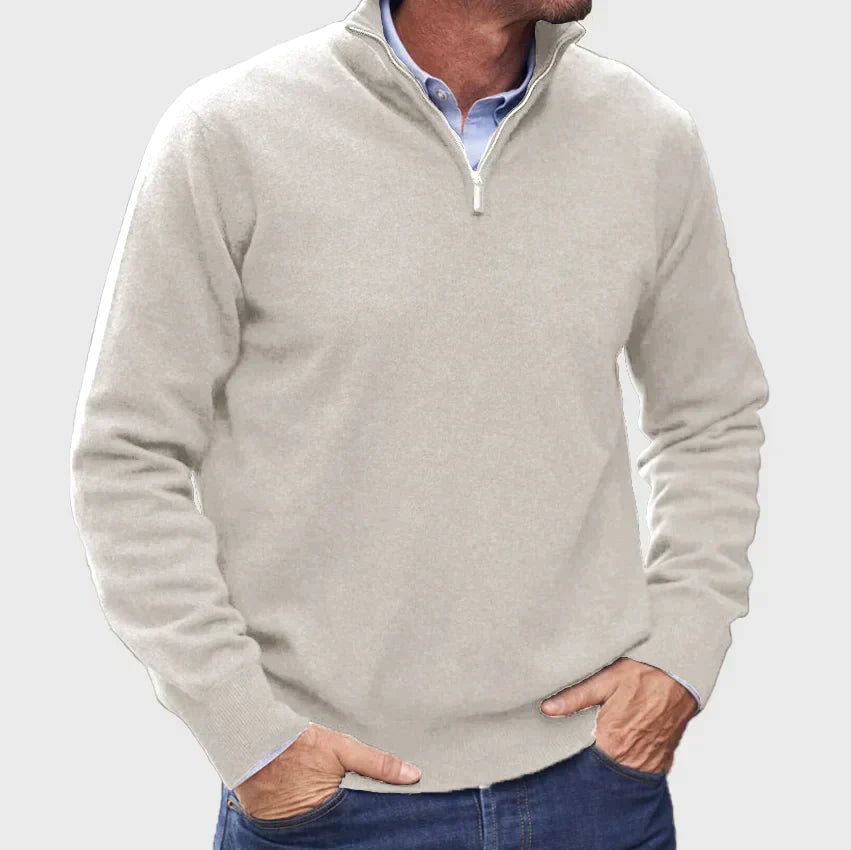 Herren-Pullover mit halbem Reißverschluss – Bequemer klassischer Pullover