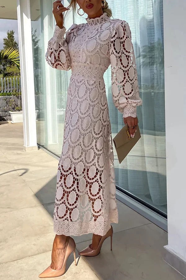Jalvique™ Vestido Midi de Fiesta con Mangas de Encaje