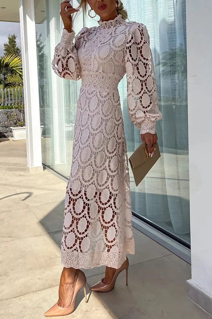 Jalvique™ Vestido Midi de Fiesta con Mangas de Encaje