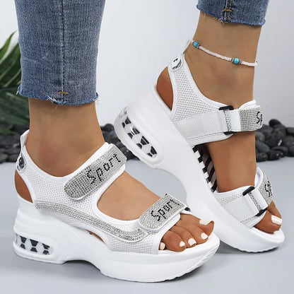 Audrina - Orthopedic Platform Sandals with Crystals