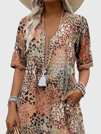 Midi-Kleid für Damen mit Blumenmuster