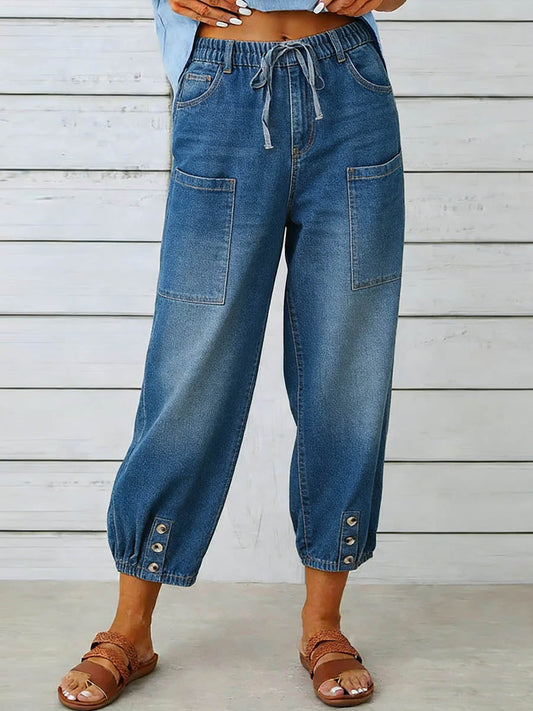 Jeans Mujer Pierna Ancha Cintura Alta – Estilo Casual Cómodo