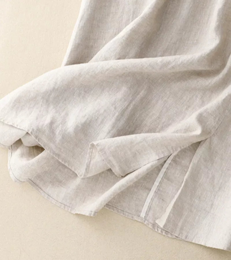 RICA | LONG LINEN AND COTTON SKIRT WITH HANDCRAFTED DETAILS