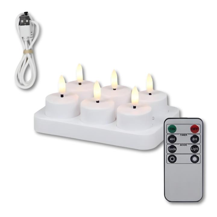 Wiederaufladbare LED-Kerzen mit Basis und Fernbedienung