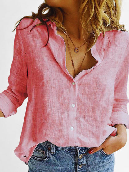 Women's Button Down Long Sleeve Collared Blouse