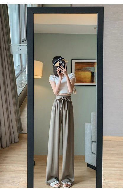 Silksommar® Collection - High-Waist & Loose-Fit Ultra Comfy Ice Silk Satin Trousers