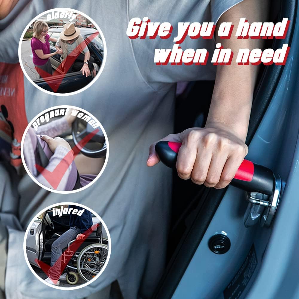 CarCane® - Made in the USA by JesseVance NY: Portable Safety Door Handle Bar with Flashlight, Seatbelt Cutter, & Window Breaker
