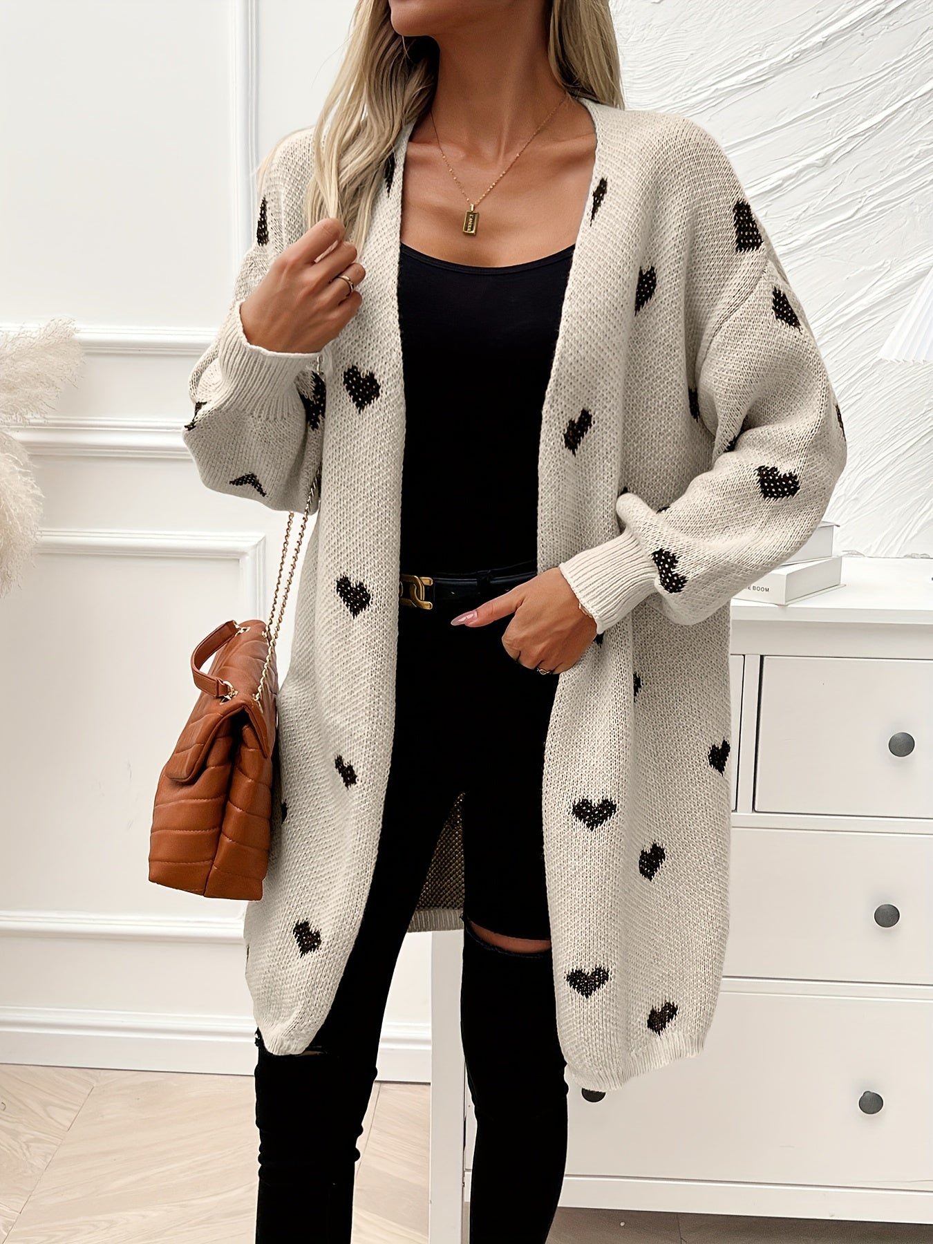 Noretta - Cardigan Tricot Cœur Décontracté