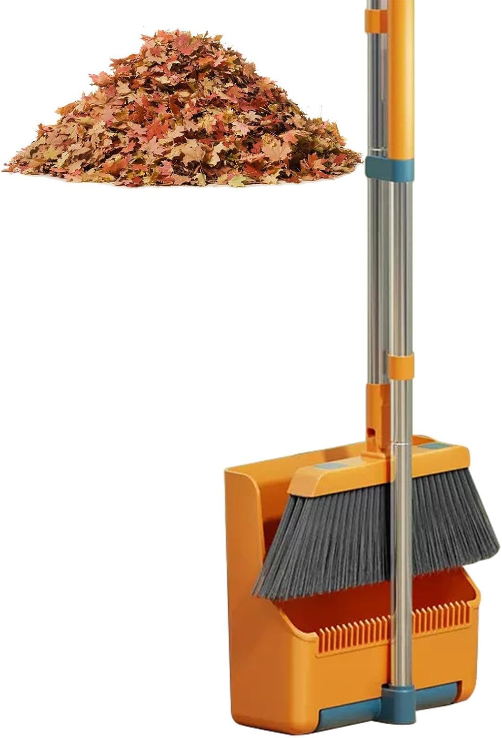 Große Besen- und Kehrschaufel-Set – langer Griff mit 180° drehbarem Besenkopf – Clavira