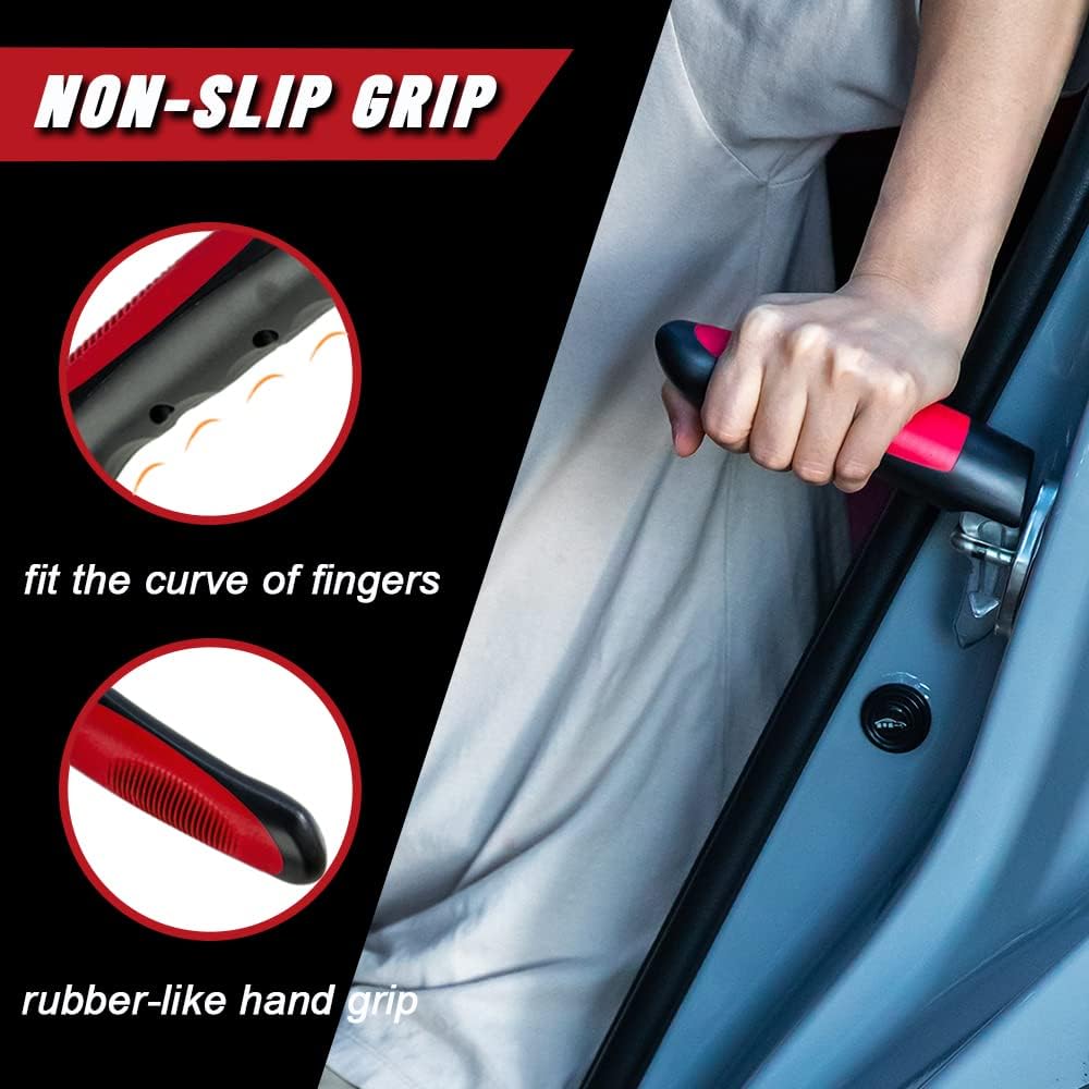 CarCane® - Made in the USA by JesseVance NY: Portable Safety Door Handle Bar with Flashlight, Seatbelt Cutter, & Window Breaker