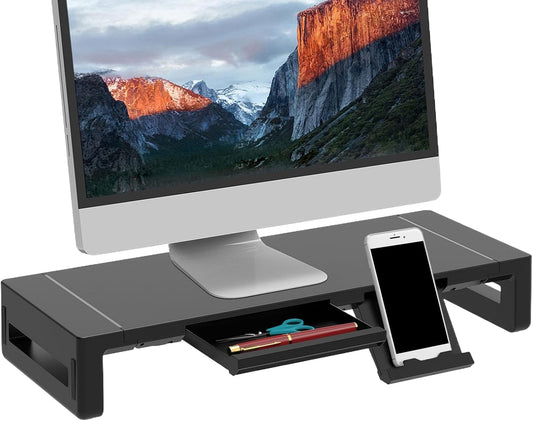 Höhenverstellbarer Monitorständer mit Schublade – Stravon