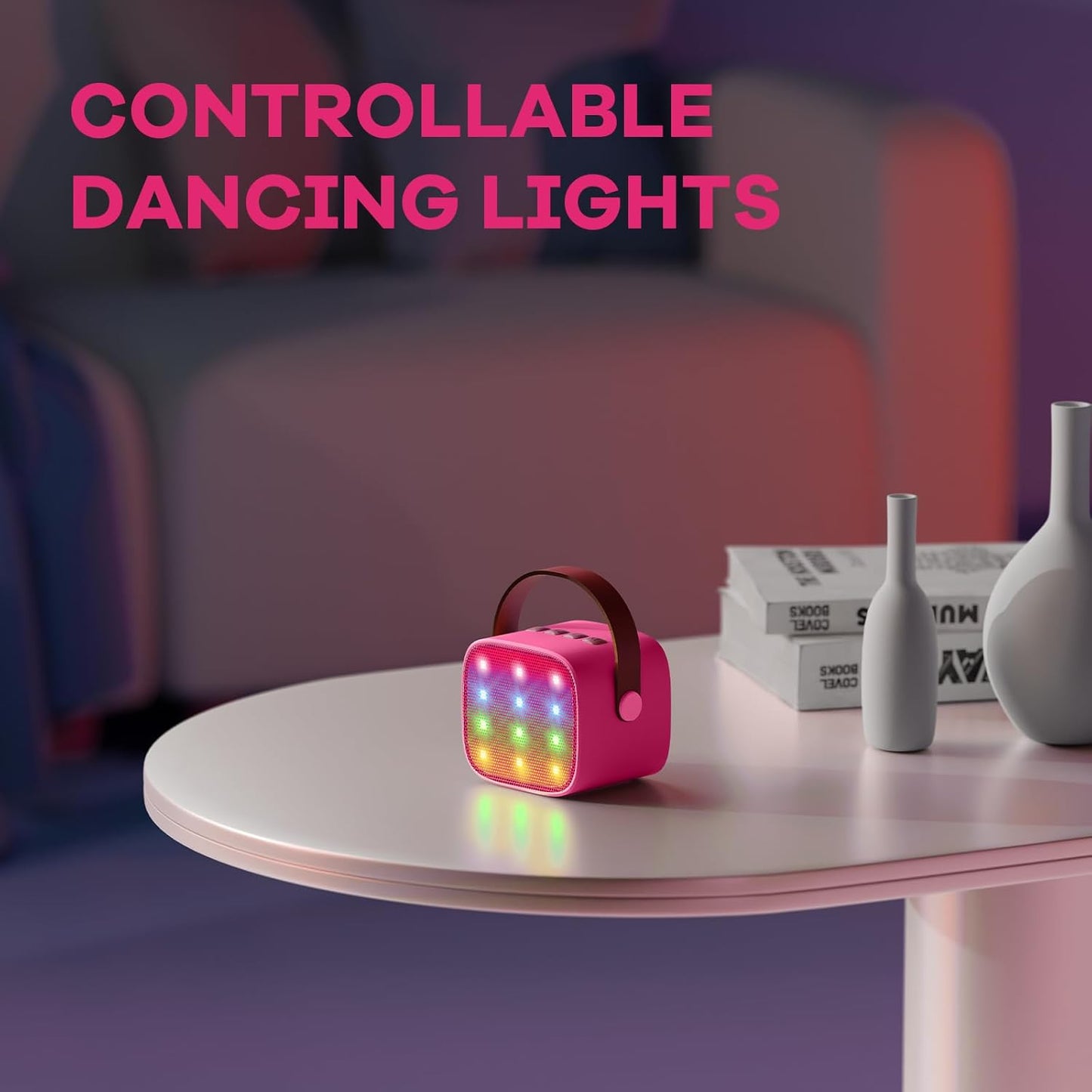 Hordozható Mini Karaoke Gépe Bluetooth Hangszóróval és 2 Vezeték nélküli Mikrofonnal – Veylo