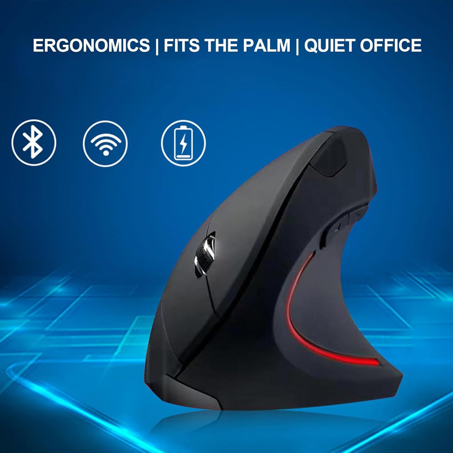 Bezprzewodowa mysz pionowa ergonomiczna z możliwością ładowania – Elvion