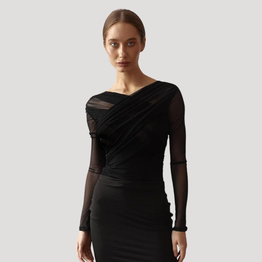 Claire | Women Spring przezroczysty kopertowy Long-Sleeve top