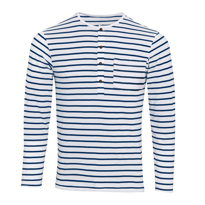 Pasiasty t-shirt Henley z długimi rękawami – Dorian