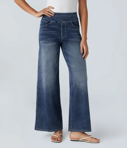 Vanelle | Hoge taille jeans met wijde pijpen voor dames – Comfortabele stretchdenim, casual en stijlvol