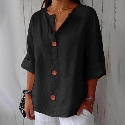 Maeve - Camicia Con Scollo a V In Cotone e Lino