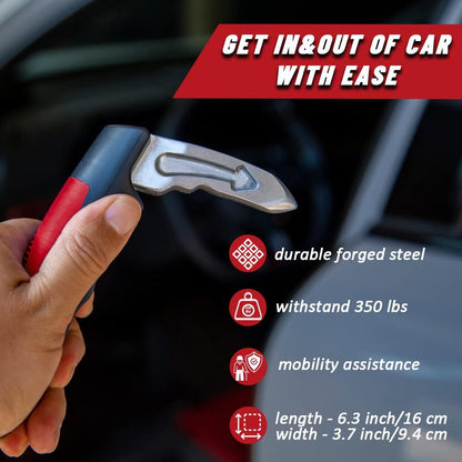 CarCane® - Made in the USA by JesseVance NY: Portable Safety Door Handle Bar with Flashlight, Seatbelt Cutter, & Window Breaker
