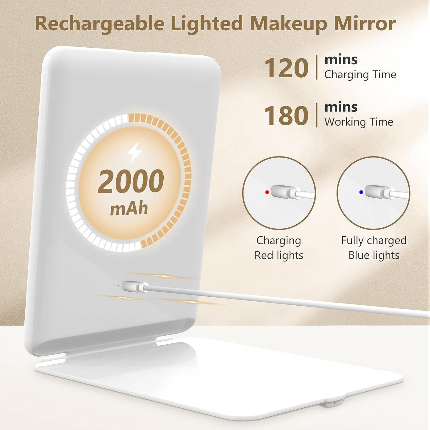 Illuminated Travel Makeup Mirror with Magnifying Feature