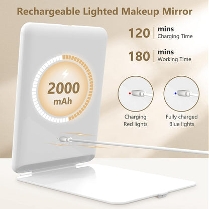Illuminated Travel Makeup Mirror with Magnifying Feature