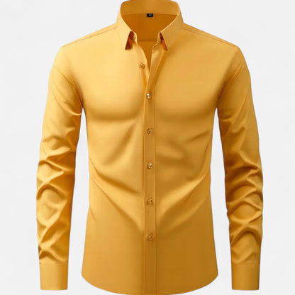 Chemise à manches longues pour homme, coupe ajustée et extensible