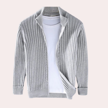 Men’s Knitted Zip Cardigan – Modern Casual Knitwear