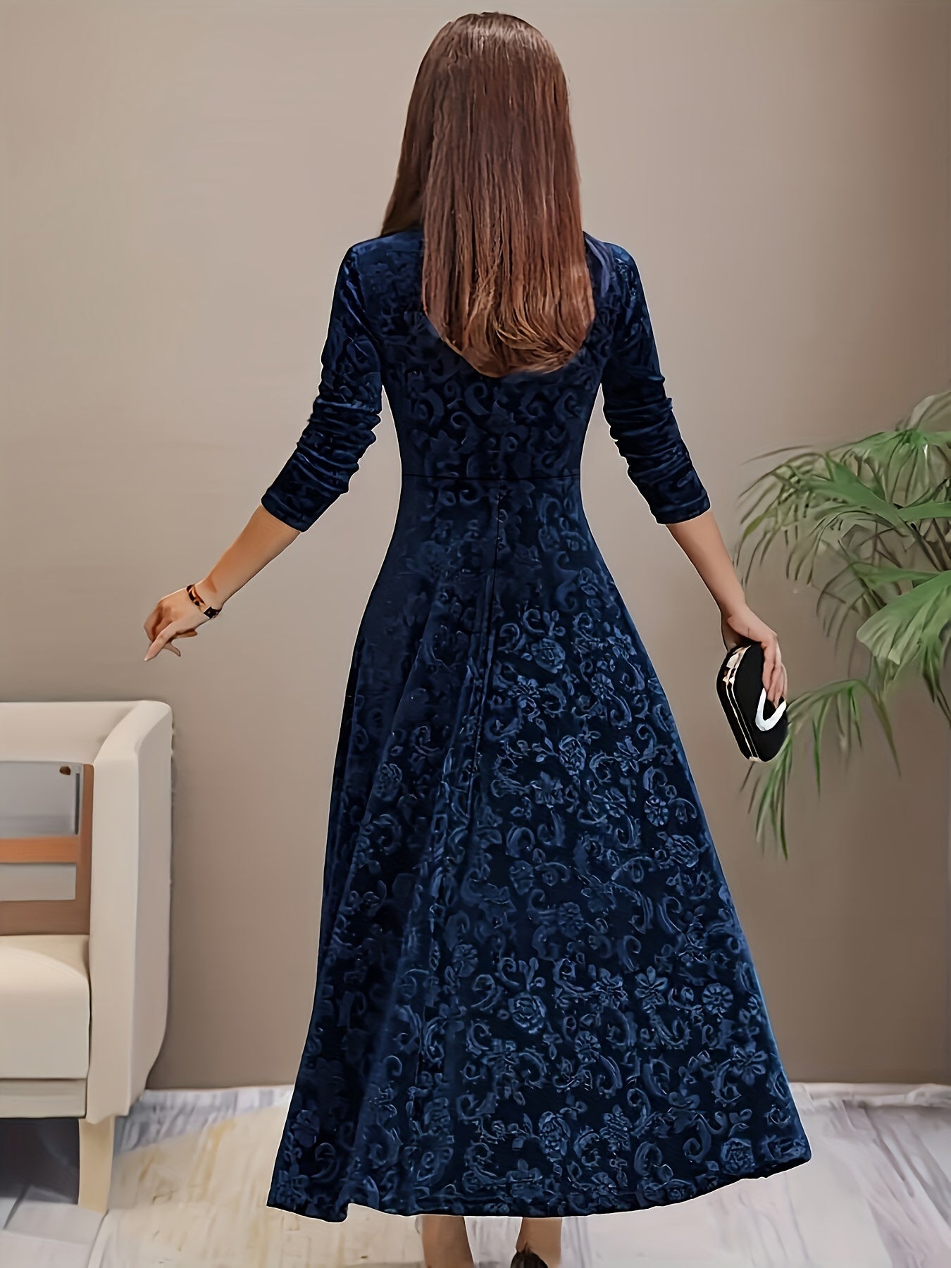 Bethany | Women’s Graceful Floral Design Midi Dress - Image 8