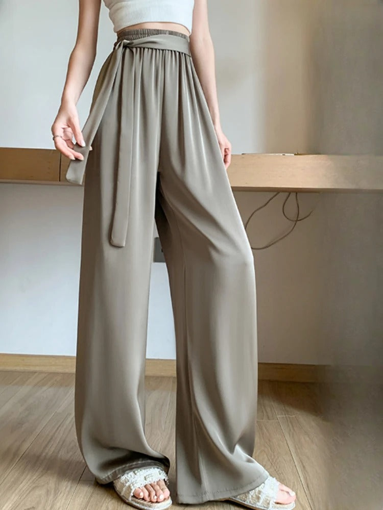 Silksommar® Collection - High-Waist & Loose-Fit Ultra Comfy Ice Silk Satin Trousers