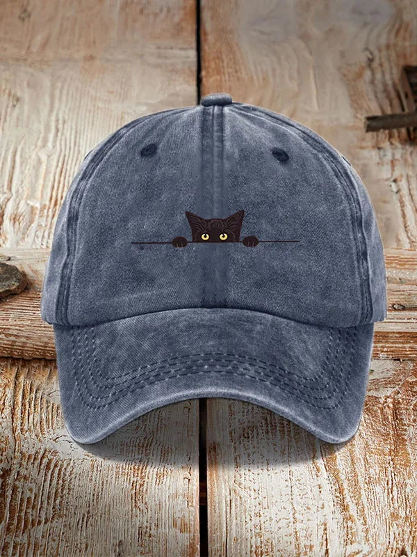 Japanse Kunst Zwarte Kat Print Washed Pet