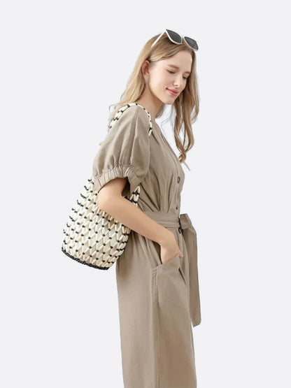 Boho Wooden Bead Crossbody Handbag