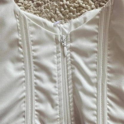 Haut corset femme avec fermeture éclair devant et bretelles à nœud