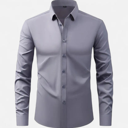 Chemise à manches longues pour homme, coupe ajustée et extensible