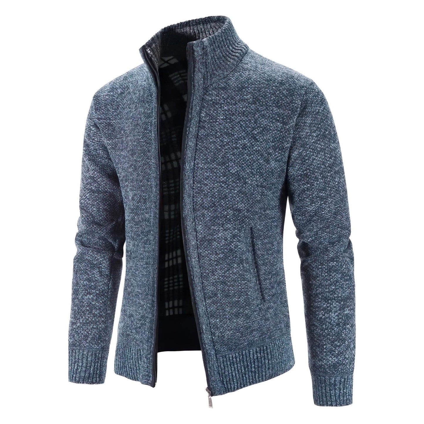 Men’s Chunky Knit Zip-Up Cardigan – Autumn and Winter Layer