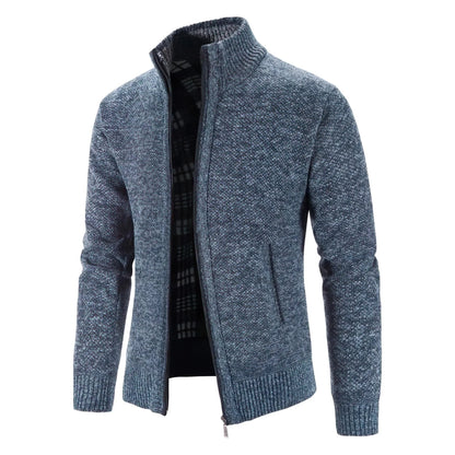 Men’s Chunky Knit Zip-Up Cardigan – Autumn and Winter Layer