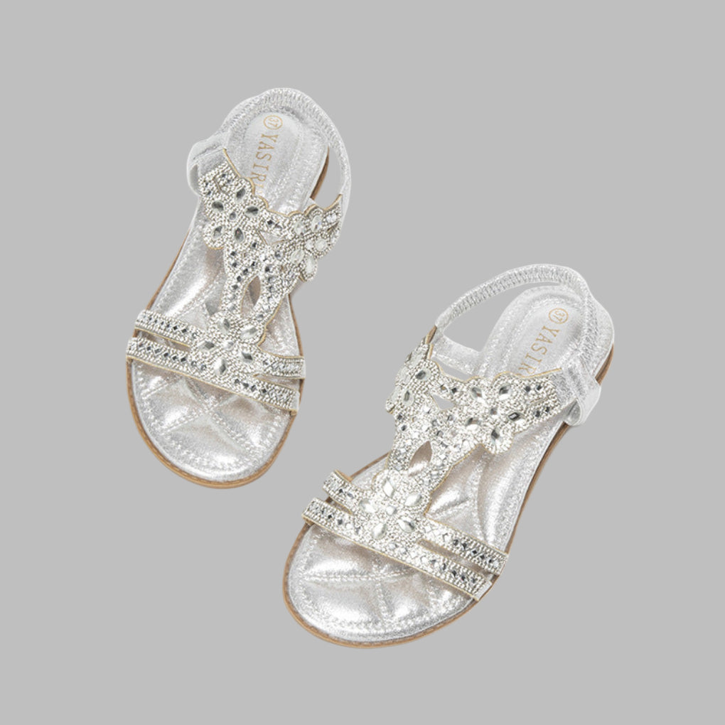Women's Spring Floral Embellished Flat Sandals