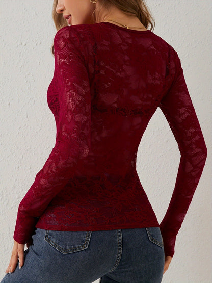 Spitzenshirt Damen | Langarm