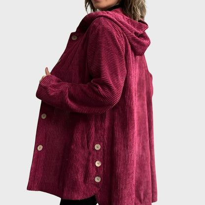 Zavira | Corduroy jas met capuchon voor dames – Comfortabele casual jas met ritssluiting voor herfst en winter