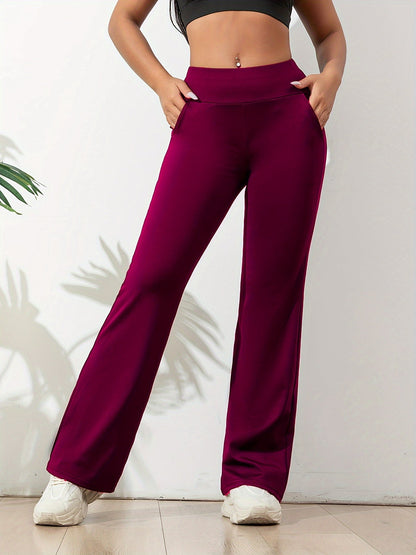Comfortabele En Elastische Dames Yogabroek Bordeauxrood