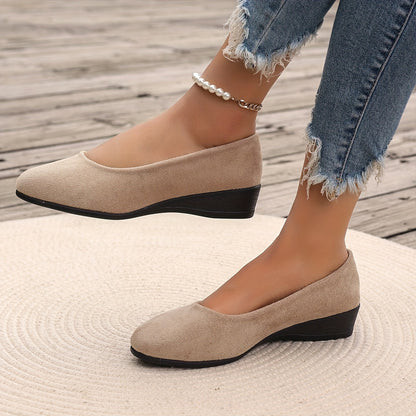 Ballerines Femme à Talon Compensé Confortable et Texture Douce pour Usage Quotidien
